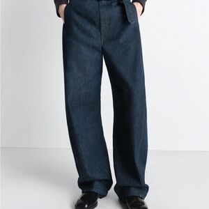 Lemaire Men's Indigo Belted Twisted Jeans